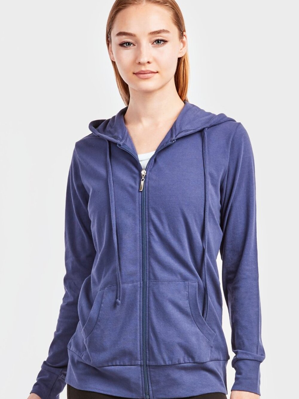 $10 SALE Women's Cotton Blend Lightweight Zip Up Hoodie Sweater HDC7000 Denim